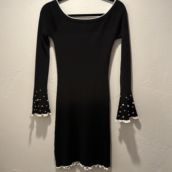 Jean Louis Francois Black Long Sleeve Dress Size S/M - Picture 2 of 13